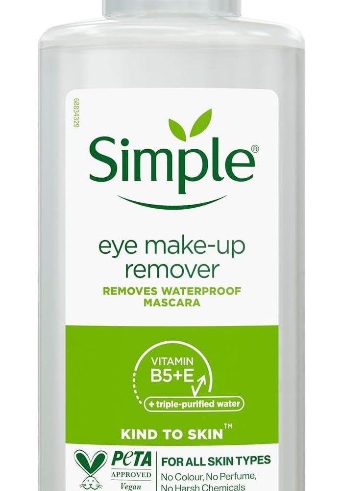 Simple Eye Makeup Remover with Vitamin B5 & E, 125ml - Gentle Formula for All Skin Types - Image 1